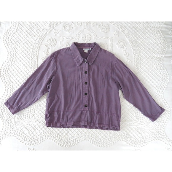 Amanda Gray 2 Tops - Vintage 90s Amanda Gray Purple Tencel Rayon Button Up Shirt Women 1X Lagenlook